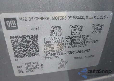 2024 Chevrolet Blazer Ev Eawd 2Lt from USA, damaged, VIN 3GNKDBRJ2RS264287